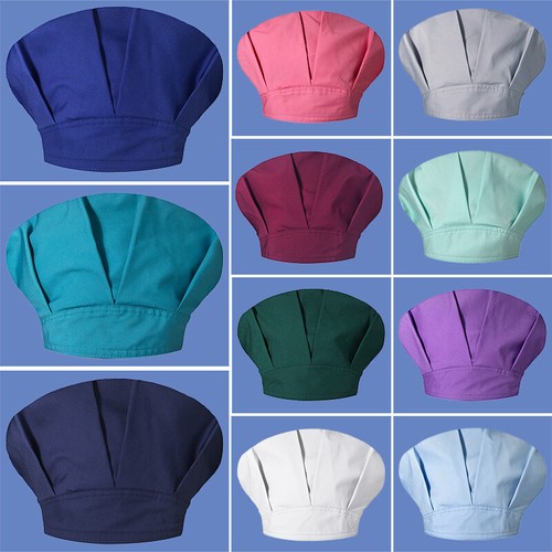 Unisex Adjustable Cotton Bouffant Scrub Cap Solid Embroidery Doctor Nurse Hat - Picture 5 of 35
