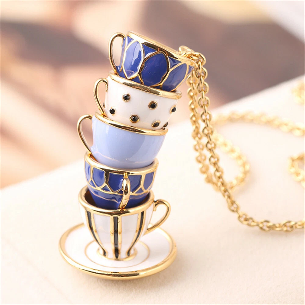 Kate Spade Fashion Luxury Blue Tea Cup Teacup Pendant Necklace | eBay