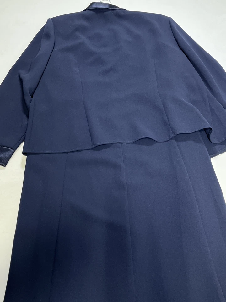 女式 J Taylor 蓝色连衣裙带匹配夹克 16W 全新 — 第 4/4 张图片