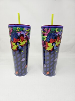 Starbucks Summer 2023 Blue Hawaii Floral Hibiscus Cold Cup Tumbler Venti 24  oz | eBay