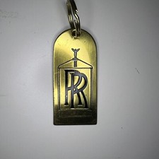 VINTAGE ROLLS ROYCE BRASS METAL KEYCHAIN KEY RING RROC