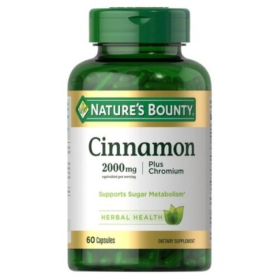 Nature's Bounty Cinnamon 2000mg + Chromium, 60 caps ea (Pack of 3). Exp:Nov 2026