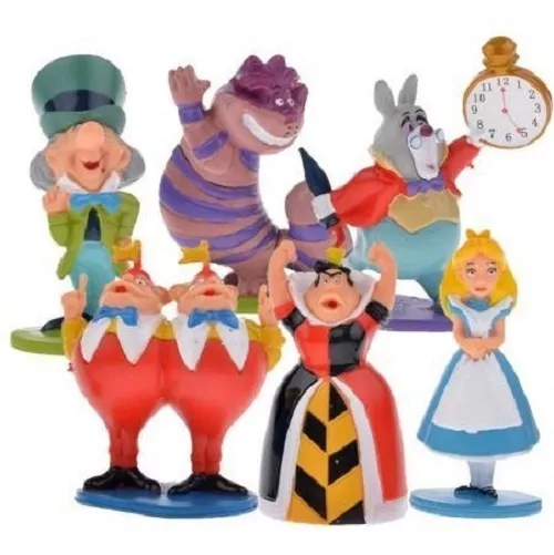 MINI Alice in Wonderland Playset 6 Figure Cake Topper USA SELLER