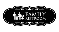 Signs ByLITA Designer Family Bathroom Restroom Wall or Door Sign