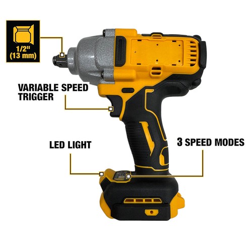 Cordless Impact Wrench For Dewalt 18V 20V Battery Brushless 1/2" High Torque AU - Picture 4 of 12