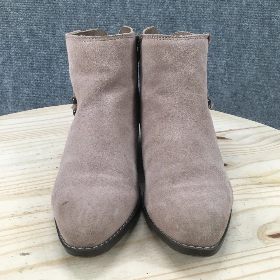 White Mountain Boots Womens 8.5 M Havana Ankle Booties Beige Leather Heels Zip - Imagem 3 de 4