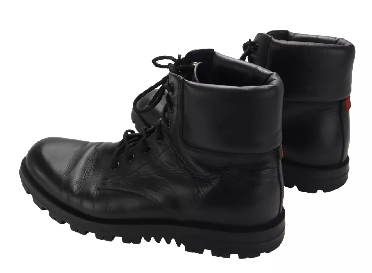 Chaussures GUCCI homme UK 8,5 cuir noir à lacets bottines