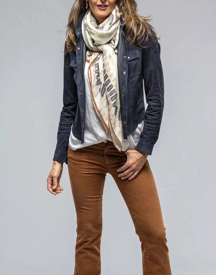 Womens Navy Blue Suede Shirt Slim Jacket Size XS S M L XL XXL Custom Made - 257 - Image 4 of 4