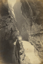 Switzerland Tamina Gorge Vintage Albumen Print, Albumen Print 25x18 