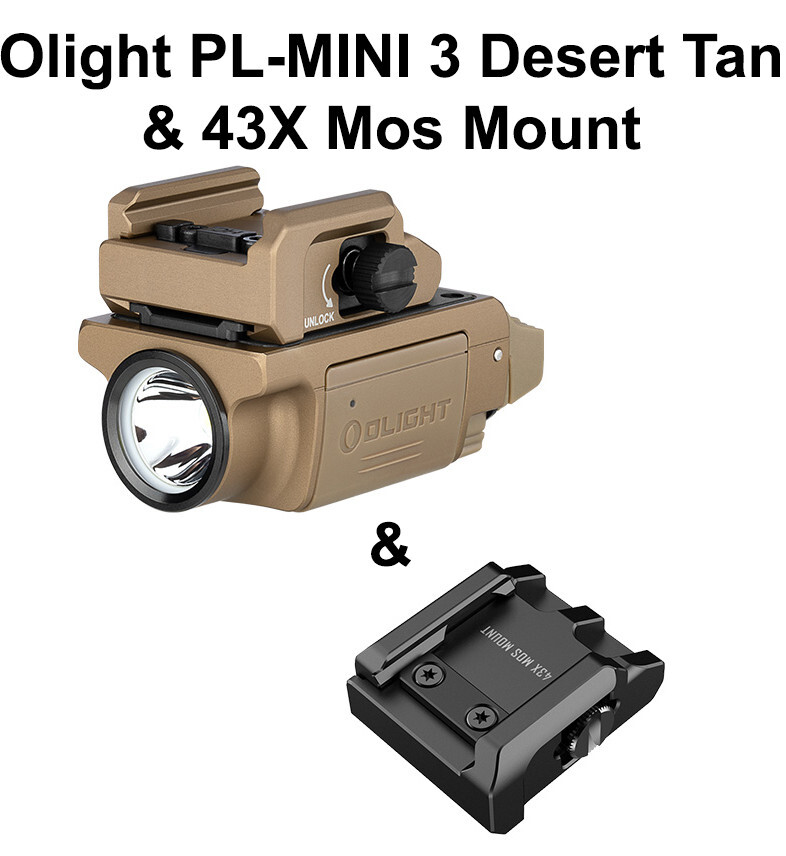 Olight PL-MINI 3 Desert Tan Valkyrie Rail Mounted Light w/43X Mos