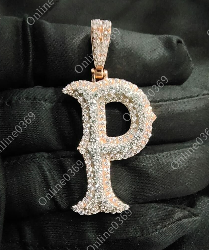 Authentic Lab Grown Diamond VVS Men's Custom P Layered Letter - Main Image