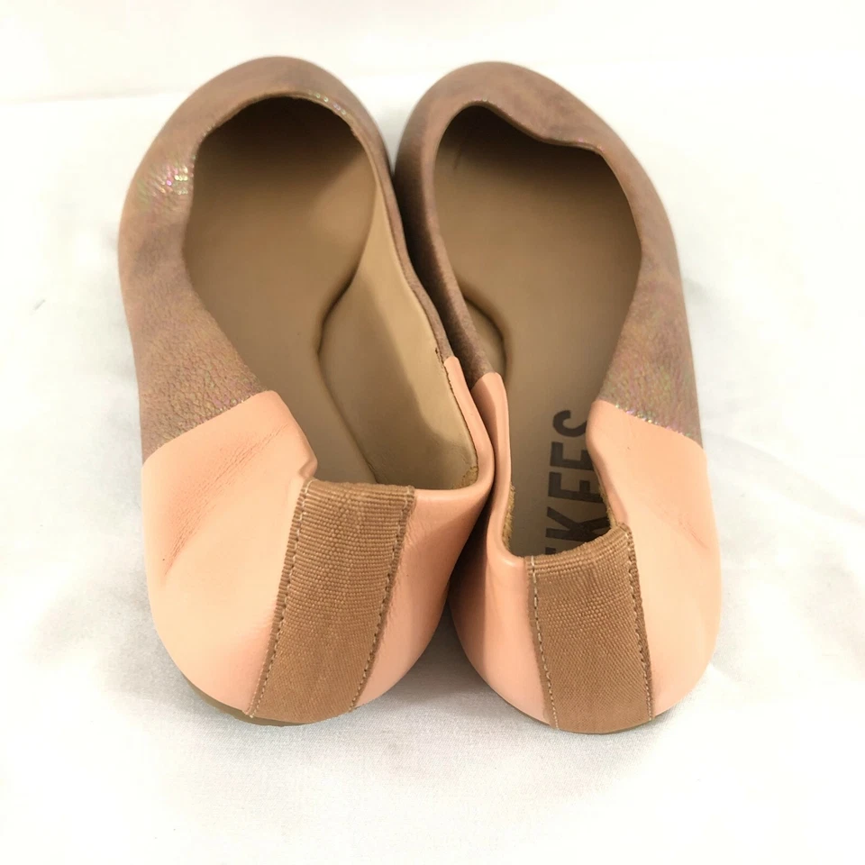 Tkees Womens Ballet Flats Slip On Leather Iridescent Brown Beige Size 6 - Image 3 of 4