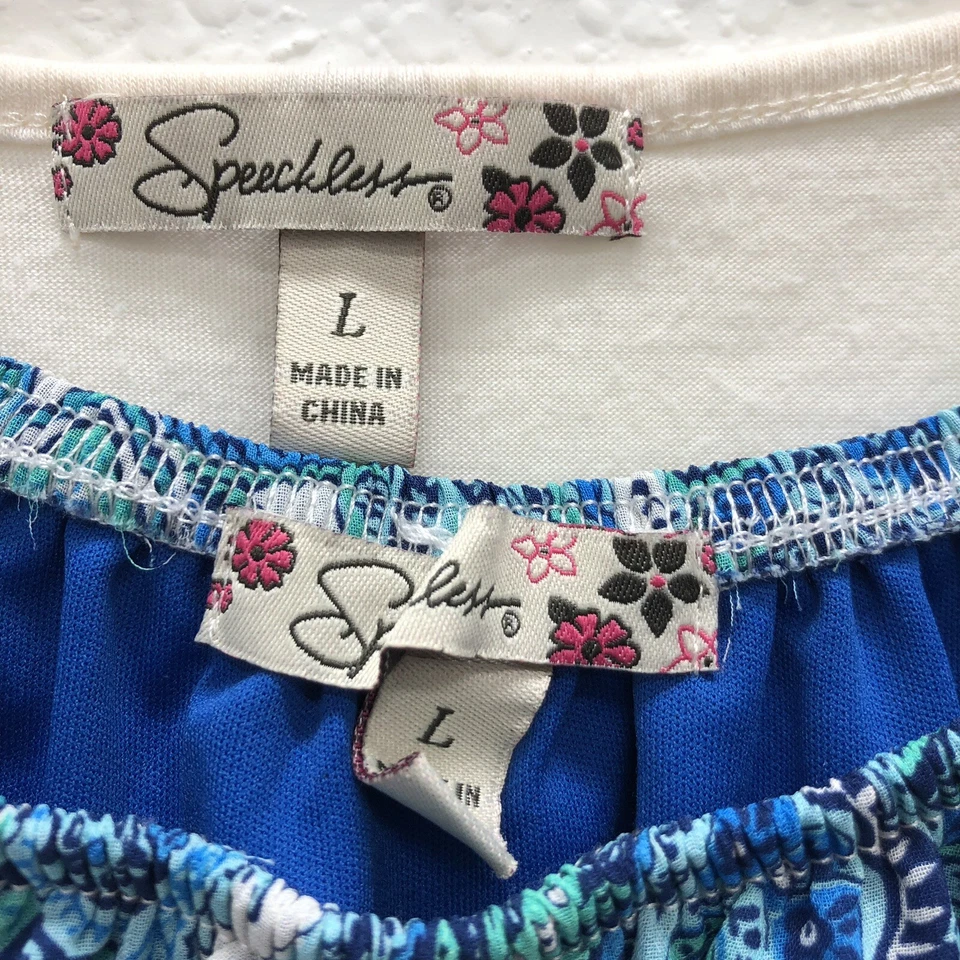 Speechless Girls Large Lace Cardigan Blue Floral Peplum Top 3/4 Bell Sleeves 2pc - Image 4 of 4