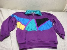 Vintage Lavon Track Jacket Womens Petite 80s Neon Colorful Pullover Zip c-1