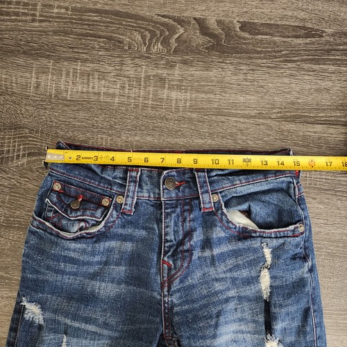 True Religion Geno Flap Jeans Herren 29x33 Blau Distressed Slim Red Thread Whisker - Bild 8 von 12