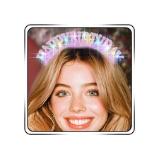 Uranian Light Up Birthday Headband LED Happy Crown Pink Glow 1-pink