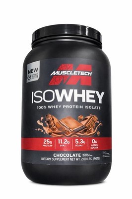 MuscleTech Whey Protein Isolate Chocolate 2 lbs 0g Added Sugar