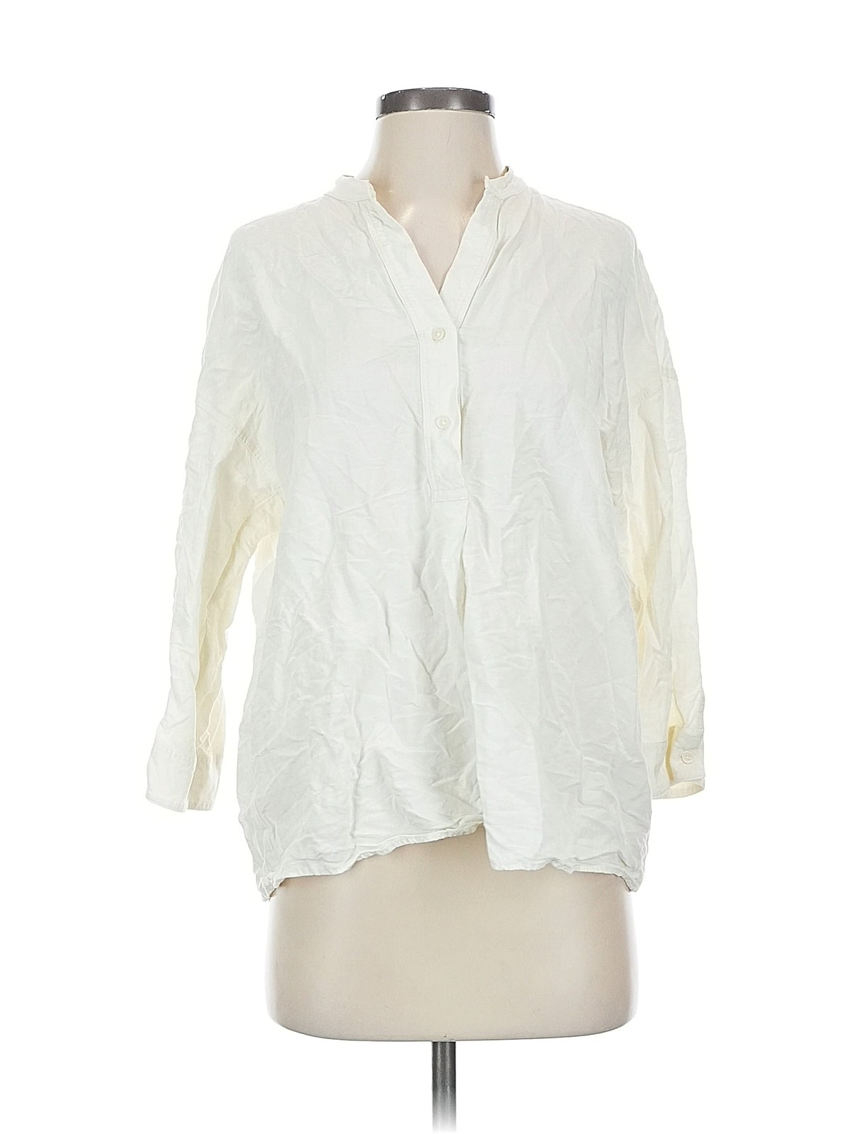 Uniqlo Women Ivory 3/4 Sleeve Blouse S