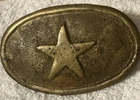Vintage Texas Military Star Belt Buckle Brass Civil War Oval Belt Plate patina