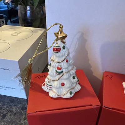 LENOX Very Merry Porcelain Ornament Skiing Snowman, Christmas Tree And Penguin
