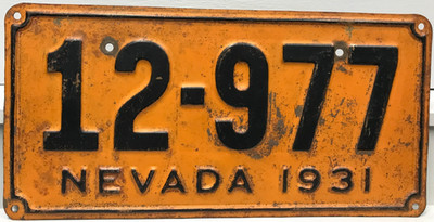 1931 Nevada License Plate 12-977 Older Repaint?
