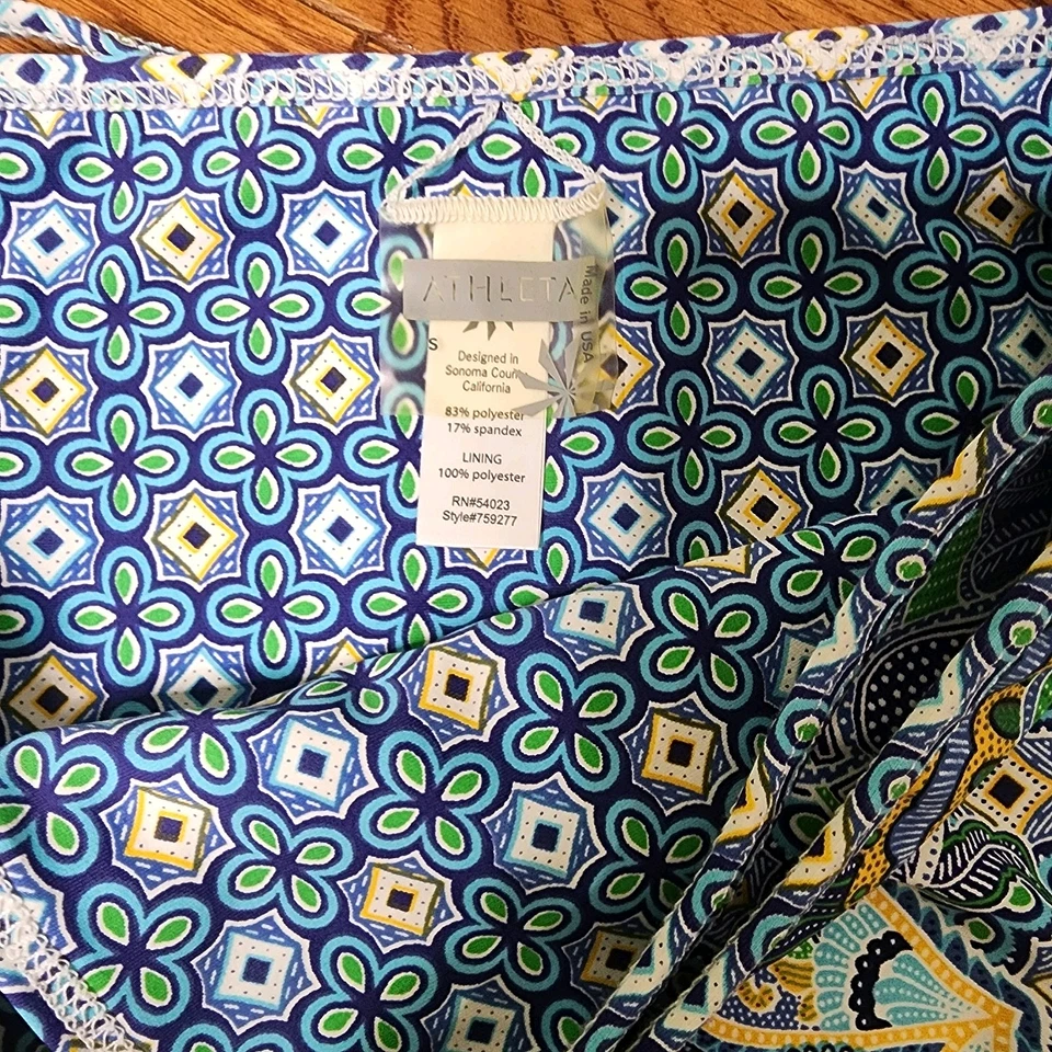 Athleta Swim Skirt Cover Up Wrap Stretch Paisley Blue Multicolor Beach Small USA - Image 3 of 4