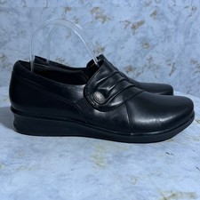 Clarks Hope Roxanne Women's Size 9.5M Shoes Black Leather Comfort Career Loafers