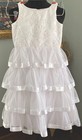 Tip Top Kids White Sleeveless Tiered Sequin Satin Tulle Dress Flower Girl Sz 6X — photo 1
