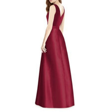Alfred Sung D754S Burgundy V-Neck Sleeveless Maxi Dress Women's Size 6R NWT