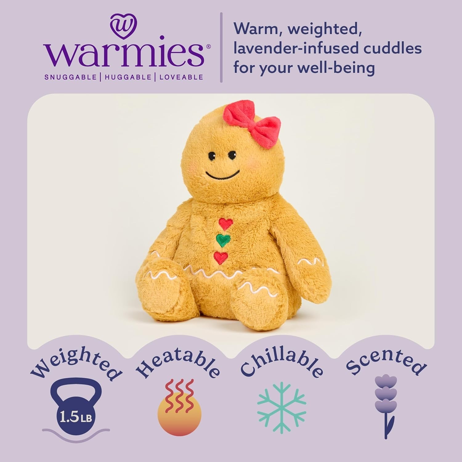 Warmies Microwavable Lavender Scented Cozy Plush--Gingerbread Girl  13"