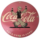 Vintage Coca Cola Soda Sign - Advertisement Popeye Store Porcelain Gas Sign