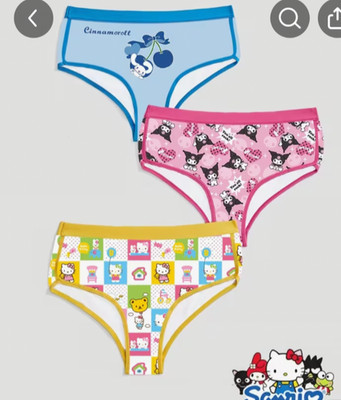 Women's Sanrio Kuromi Hello Kitty Cute Cartoon Kawaii Brief Panties L 3 pack