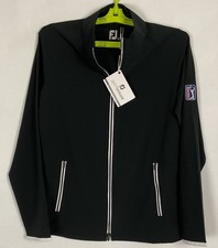 FootJoy Golf Lightweight Woven Jacket Womens Sz S Black Full Zip Logo Flaw New