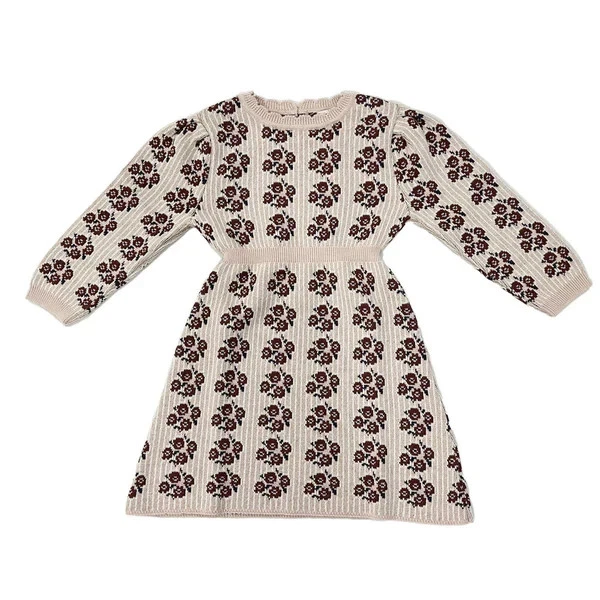 Bebe Organic Antique Floral Esther Sweater Dress Long Sleeve Knit Stripe 5 - Image 2 of 4