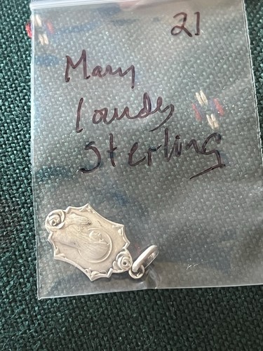 French Mary Medal Sterling Silver Lourdes Antique Pendant ⅞” Victorian 1800s - Bild 11 von 12