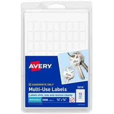 Multi-Use Removable Labels, 3/8" x 5/8", White, Non-Printable, 1,008 Blank...