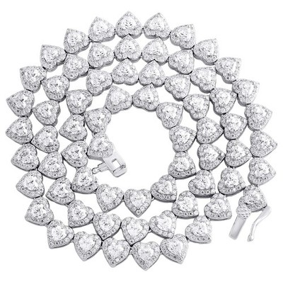 .925 Sterlingsilber Moissanit Damen Heiligenschein 7,5 mm Herz Glied 20'' Kette 30,58 ct