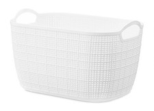 Whitmor Large Woven Plastic Storage Basket Handles White 6 Pack