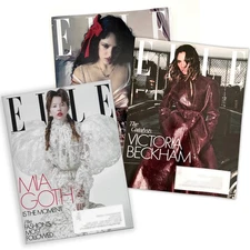 Elle Magazine Lot Victoria Beckham October Rosalia Mia Goth Cover November 2025
