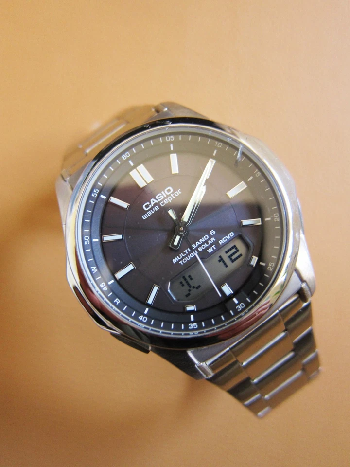 Relógio masculino CASIO [5161] WVA-M630 Wave-Ceptor Digi-Ana aço inoxidável - Imagem 2 de 4