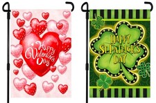 St. Patrick's Day Garden Flag Set - 2 Pack Burlap 12x18 Yard Decorations