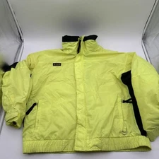 Columbia Mens Bugaboo Jacket Sz XL Neon Yellow Black Ski Double Zip 90s Vtg