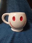 Vtg.  McCoy White Happy Red Eyes  Smiley Face Ceramic Coffee Mug