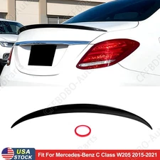 For Mercedes Benz W205 C200 C300 A-Type 15-21 Rear Trunk Spoiler Lip Gloss Black