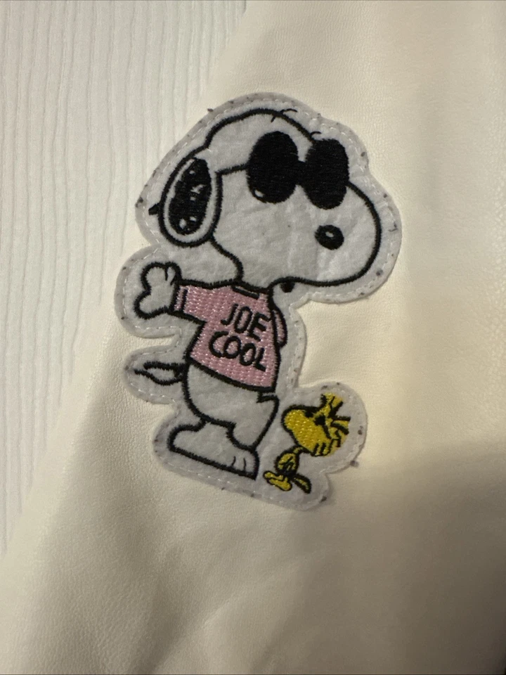 Justice Peanuts And Snoopy Varsity Jacket Girls Size 10 Medium Snap Front - Image 3 of 4