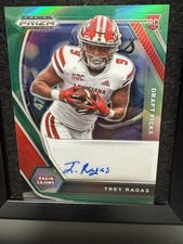 2021 Panini Prizm Draft Picks Trey Ragas Green Prizm Auto RC Ragin Cajuns