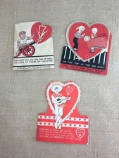  3 Vintage 1940'sE Rosen Company Lollipop Holder Valentine's Day Card USA Made