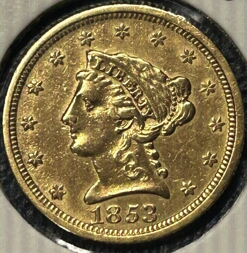 Photo of a 1853-P Liberty Quarter Eagle from an eBay listing that sold on Jul 21, 2026
