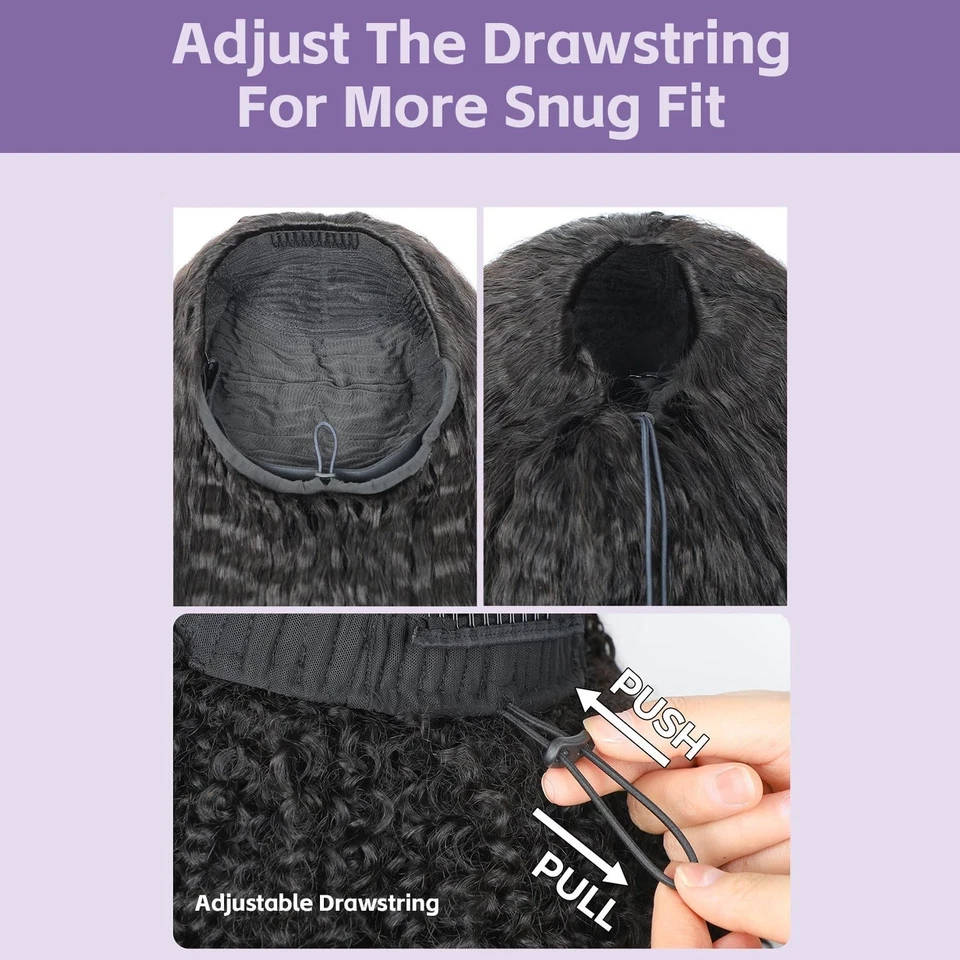 Media Peluca Rizada Cabello Humano 3 en 1 Sin Costuras Abatible Más de Media Peluca Rizada Media Peluca Foto 3 de 4