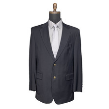 Jos A Bank Signature 40R Navy Blazer Sport Coat Pure New Wool Metal Btns Classic